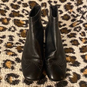Donald J Pliner Cafne Bow Studded Black Leather Ankle Boots Bootie